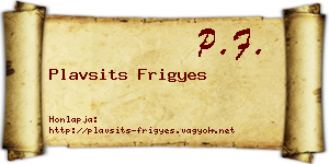 Plavsits Frigyes névjegykártya